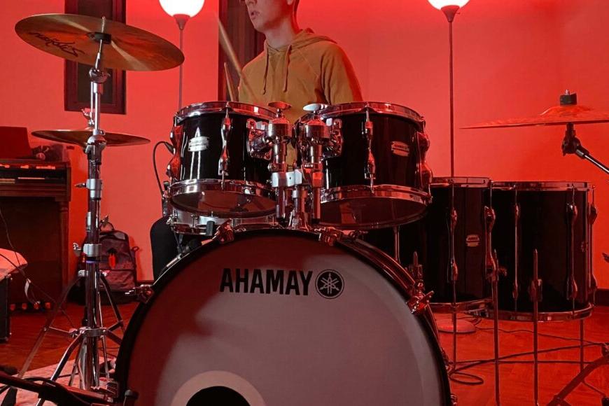 drummer in red light